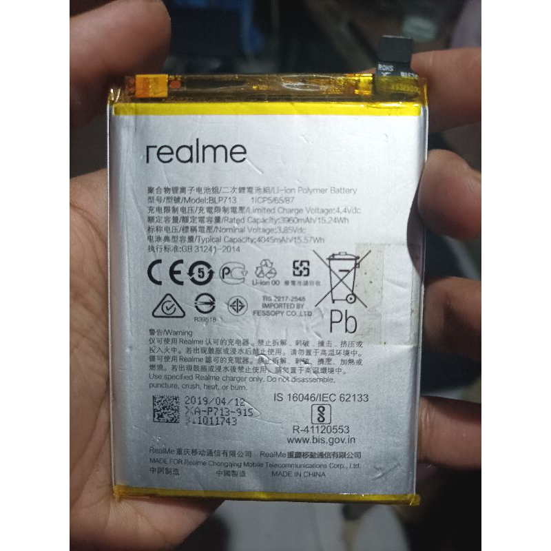 batre baterai blp713 realme 3 pro normal copotan asli