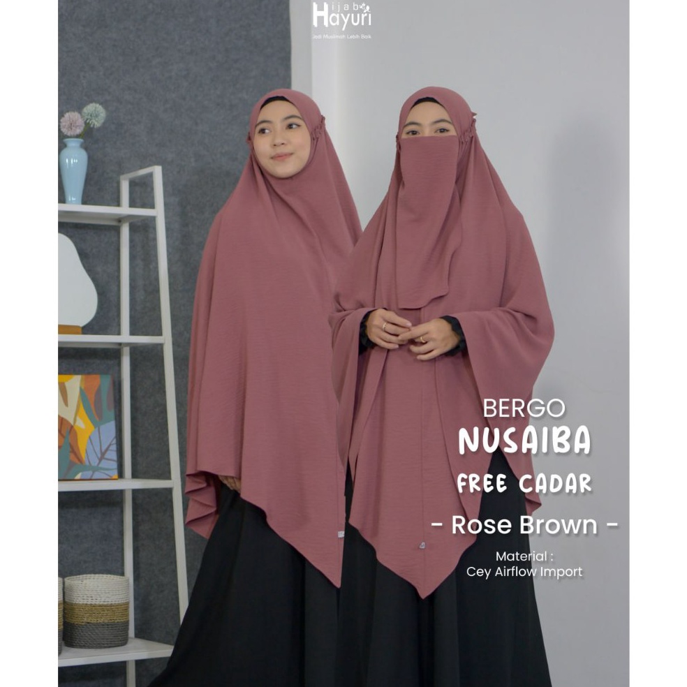 KODE O98G Bergo Nusaiba by Hijab Hayuri  Bergo Set Cadar  Hijab Instan Syari