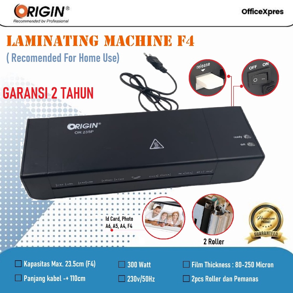 

Mesin Laminating A4 Laminating F4 Laminator Machine ID Card OR235P g F5P5