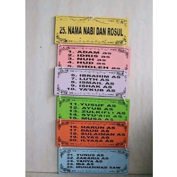 MAINAN EDUKASI ANAK. MAINAN HIAS DINDING NAMA NABI DAN ROSUL