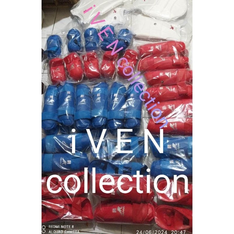 muvon shinpad foot protector basic aka ao pelindung betis kaki merah biru shin guard karate kumite o