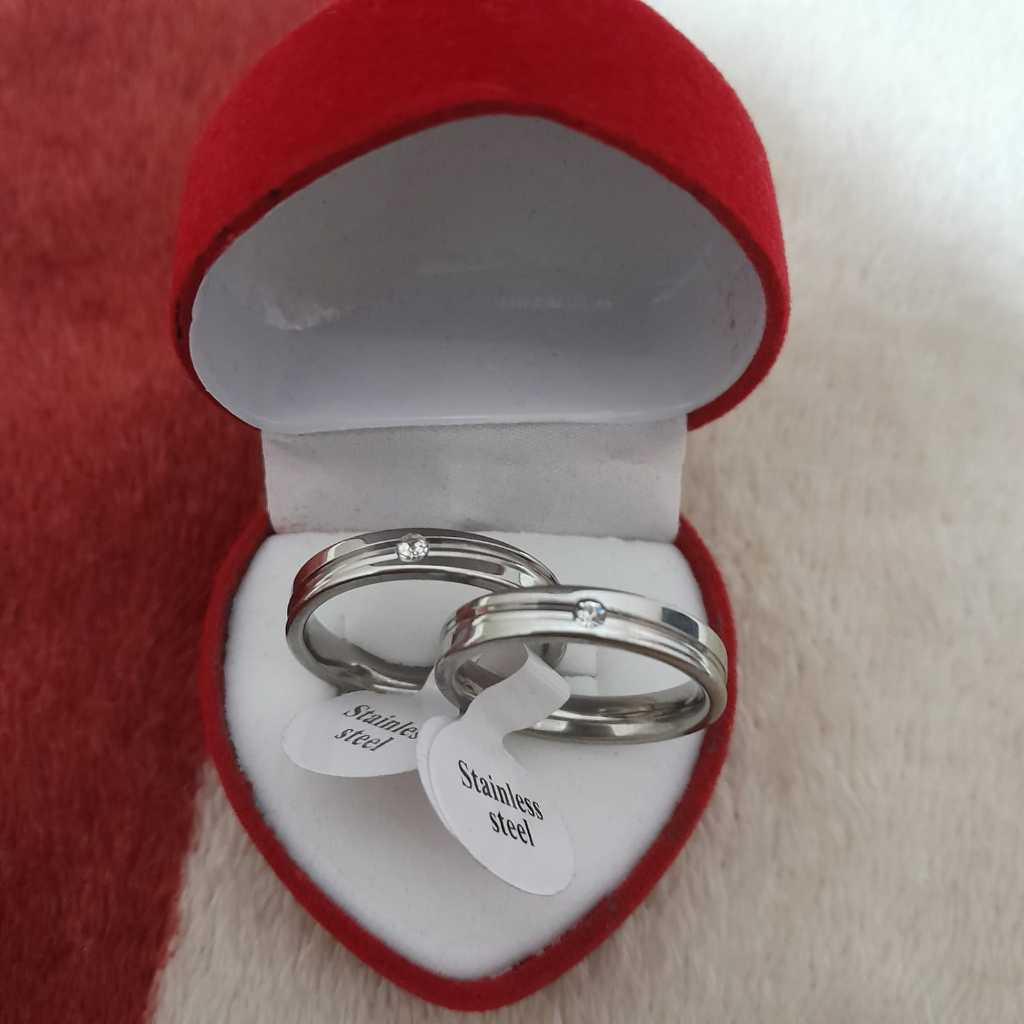 Cincin Couple TITANIUM Cincin Wedding Tunangan Kawin Free Box LOVE