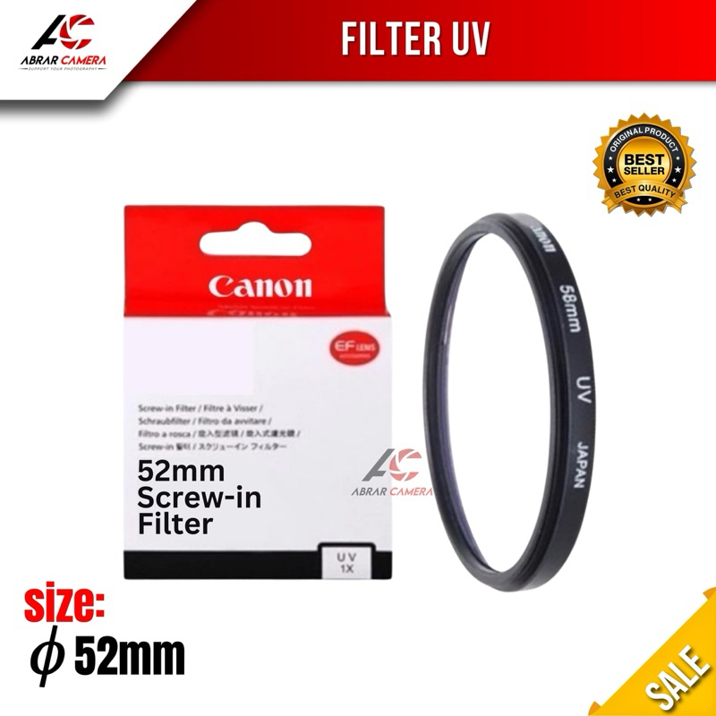 Filter UV Canon 52mm pelindung lensa 52 mm lens protector optik lensa fix canon 50mm