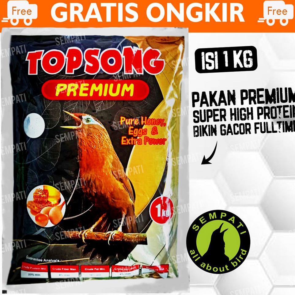 KODE C37T Topsong Top Song Premium Pakan Makanan Voer Pur Burung Wambi Hwa Mei Hwa Mei Murai Cendet 