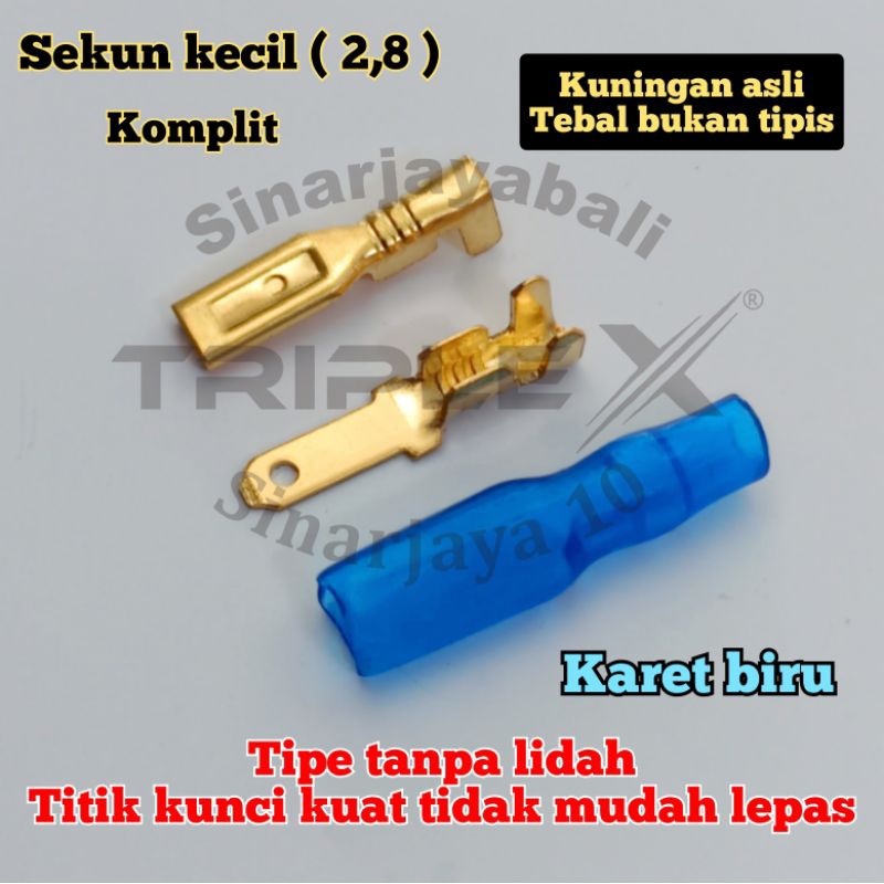 skun kecil terminal 2,8 kuningan sekun 2.8 pin konektor pipih gepeng kunci tanpa lidah polos kabel m