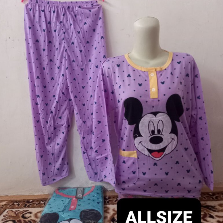 KODE K12W baby doll  setelan  baju tidur dewasa lengan panjang XL