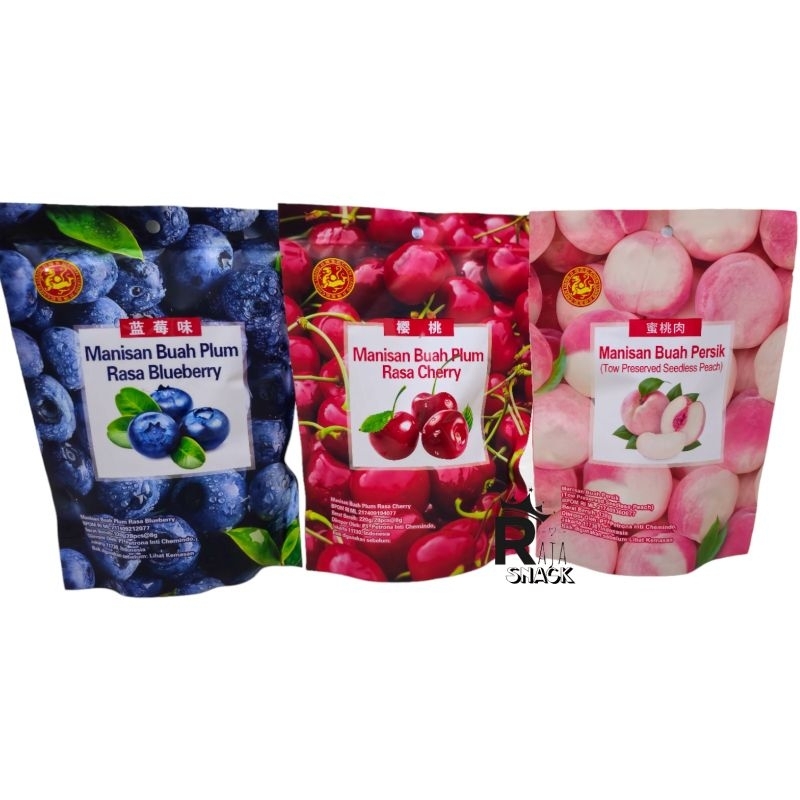 

CHEN LIANG JI MANISAN BUAH PLUM RASA CHERRY / BLUEBERRY 220GR MANISAN BUAH PERSIK 138GR