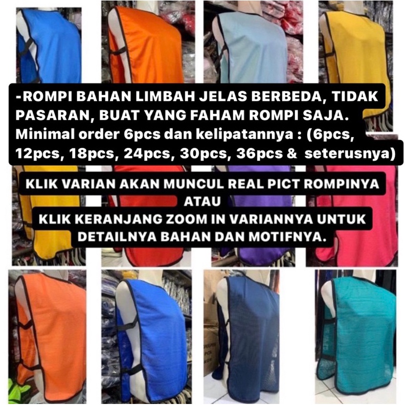 KODE B77S Real Pict rompi jala karet rompi polos tanpa sablon rompi sepakbola rompi futsal
