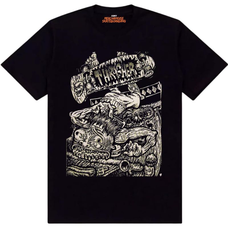 Baju Kaos Pria Dewasa THRASHER Hitam Dewasa unisex Cotton Tebal
