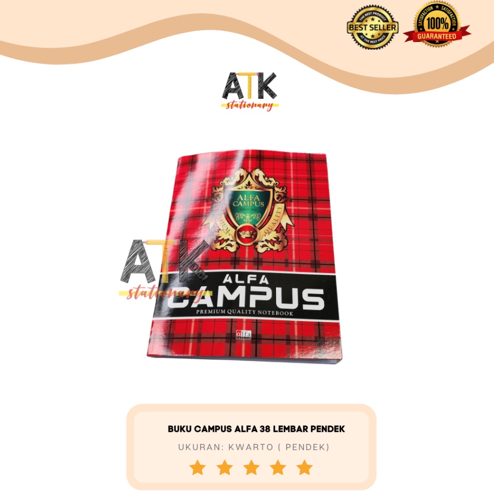 

KODE M48E Buku Tulis Alfa Premium Campus 38 Lembar Ukuran Kwarto Pendek atk