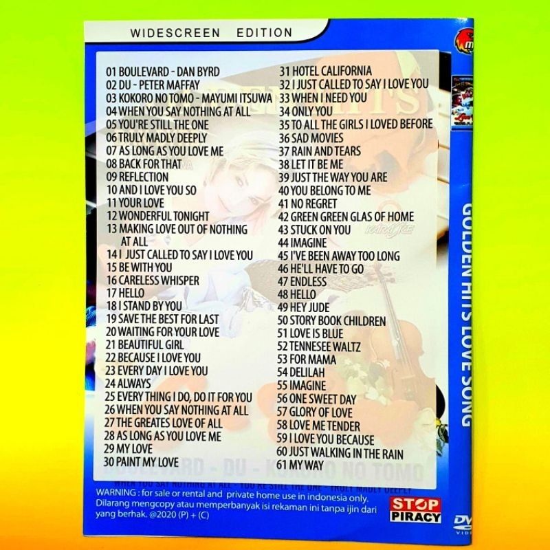 KASET MP5 DVD KARAOKE LAGU BARAT LOVE SONG-KASET KARAOKE DVD-DVD KARAOKE-KASET DVD KARAOKE-KASET VCD
