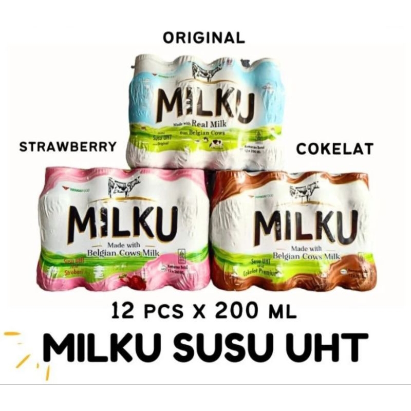 

Milku Original, Coklat & Strawberry 200ml 1dus isi 12pc