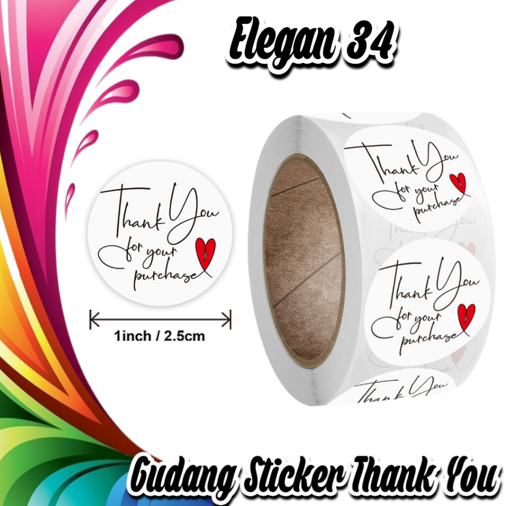 

STICKER THANK YOU STICKER TERIMA KASIH TINGGAL KUPAS & TEMPEL WARNA CERAH TAJAM (ELEGAN 34)