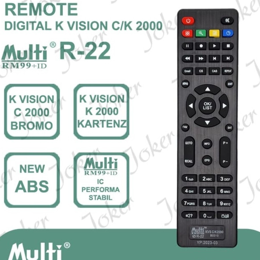 REMOT R22 KVISION C2000 BROMO / B0301 DIGITAL RECEIVER GOL REMOTE