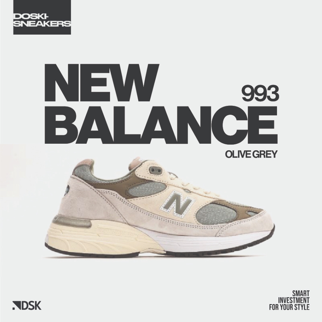 New Balance 993 Olive Grey 100% Original Sneakers Casual Pria Wanita Sepatu Ori Murah Sepatu New Bal