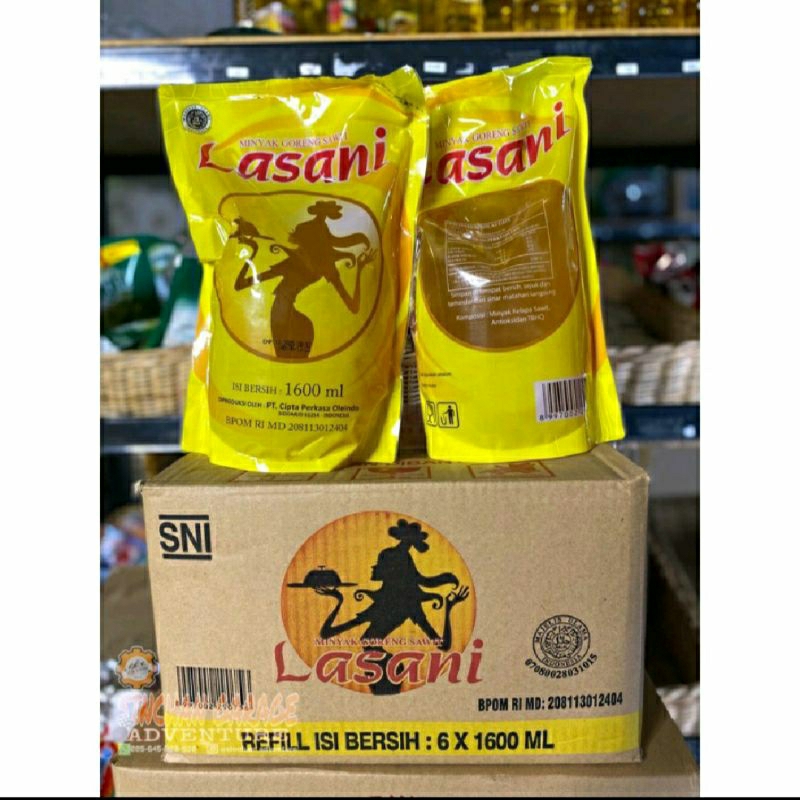 

minyak goreng 1600ml kemasan reffil lasani @1karton isi 6pcs