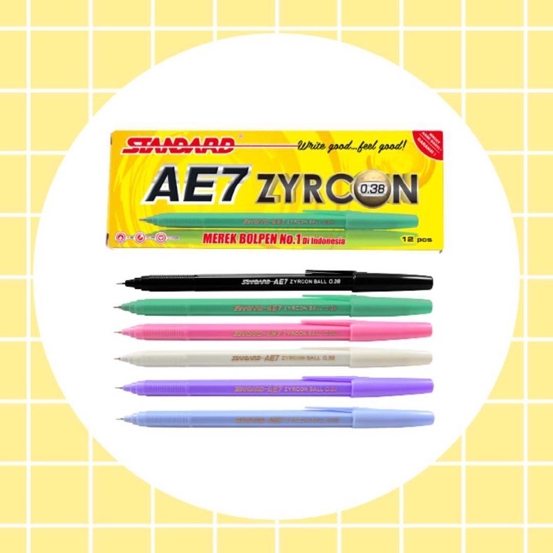 

(1pcs) Pen Standard AE7 Warna Pastel 0.38mm / Bolpoin Standard AE7 0.5mm