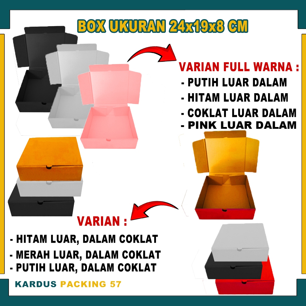 

(PAKET 10 PCS) Box 24x19x8 cm Kardus/Polos/Karton/Hampers