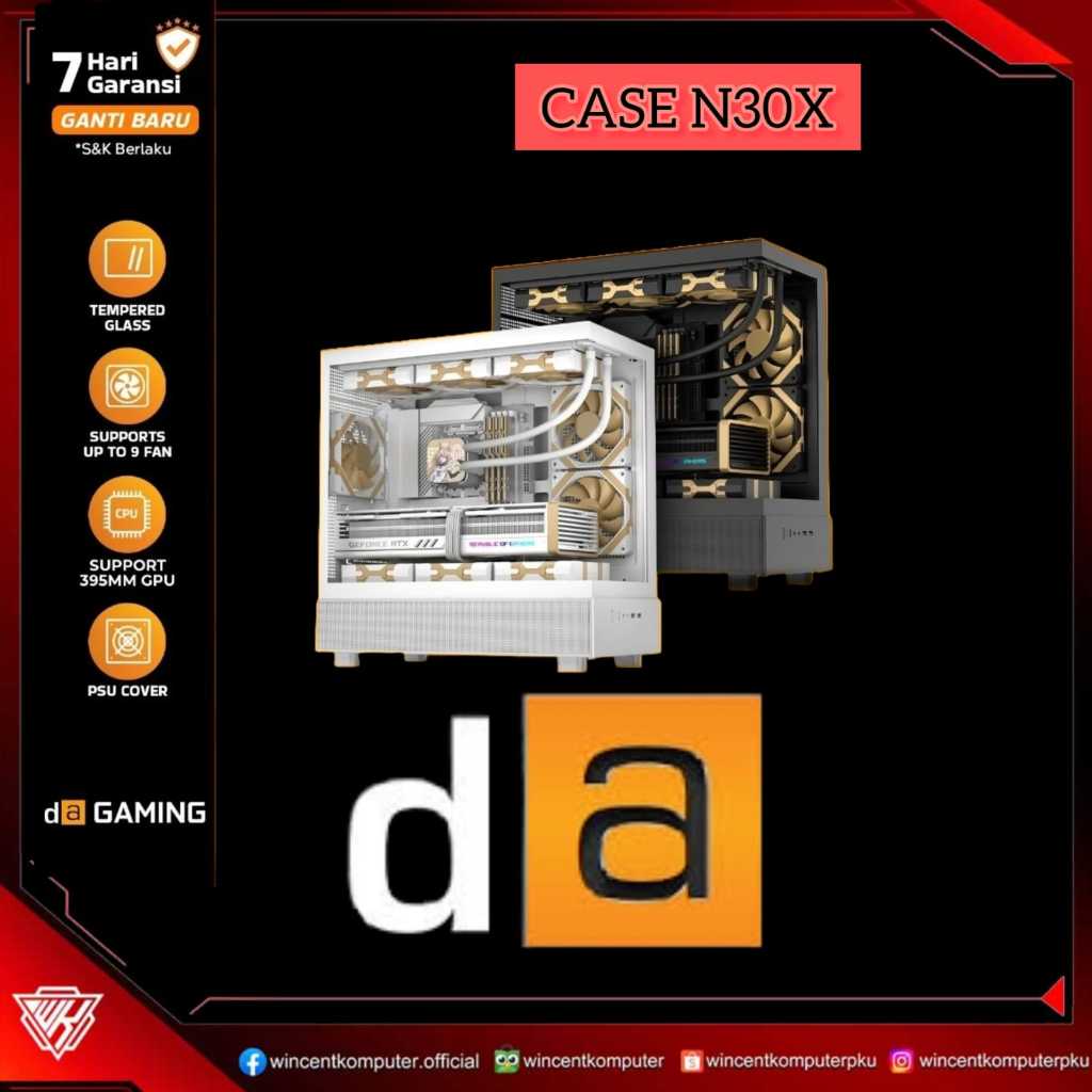 Casing PC Digital Alliance N30X M-ATX ITX Middle Tower Case Komputer Gaming Kaca Tempered Glass Meta