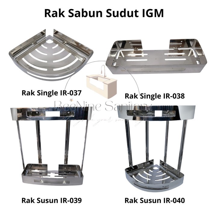 Rak Sabun Sudut Stainless Steel IGM / Tempat Sabun dan Shampoo Sudut SIngle dan Susun