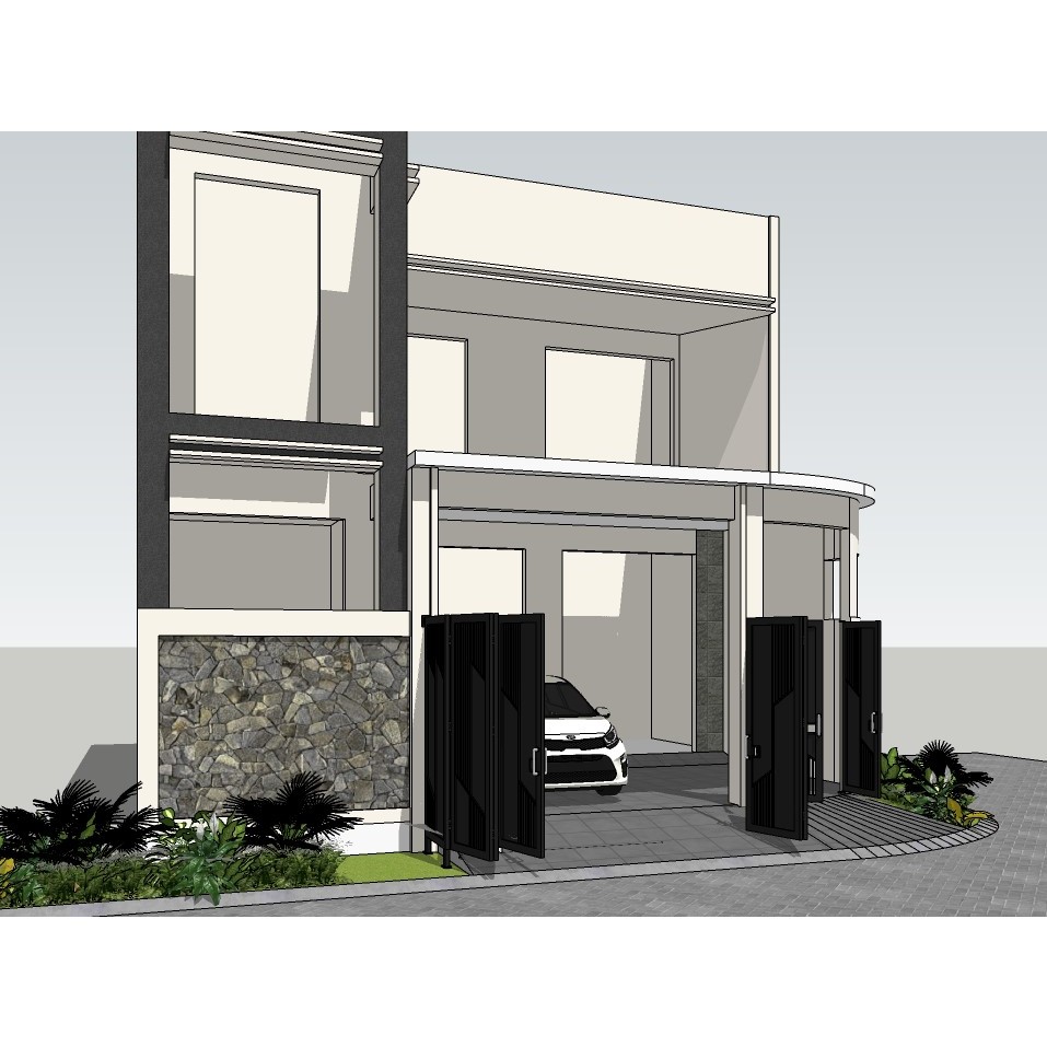 desain facade rumah industrial murah