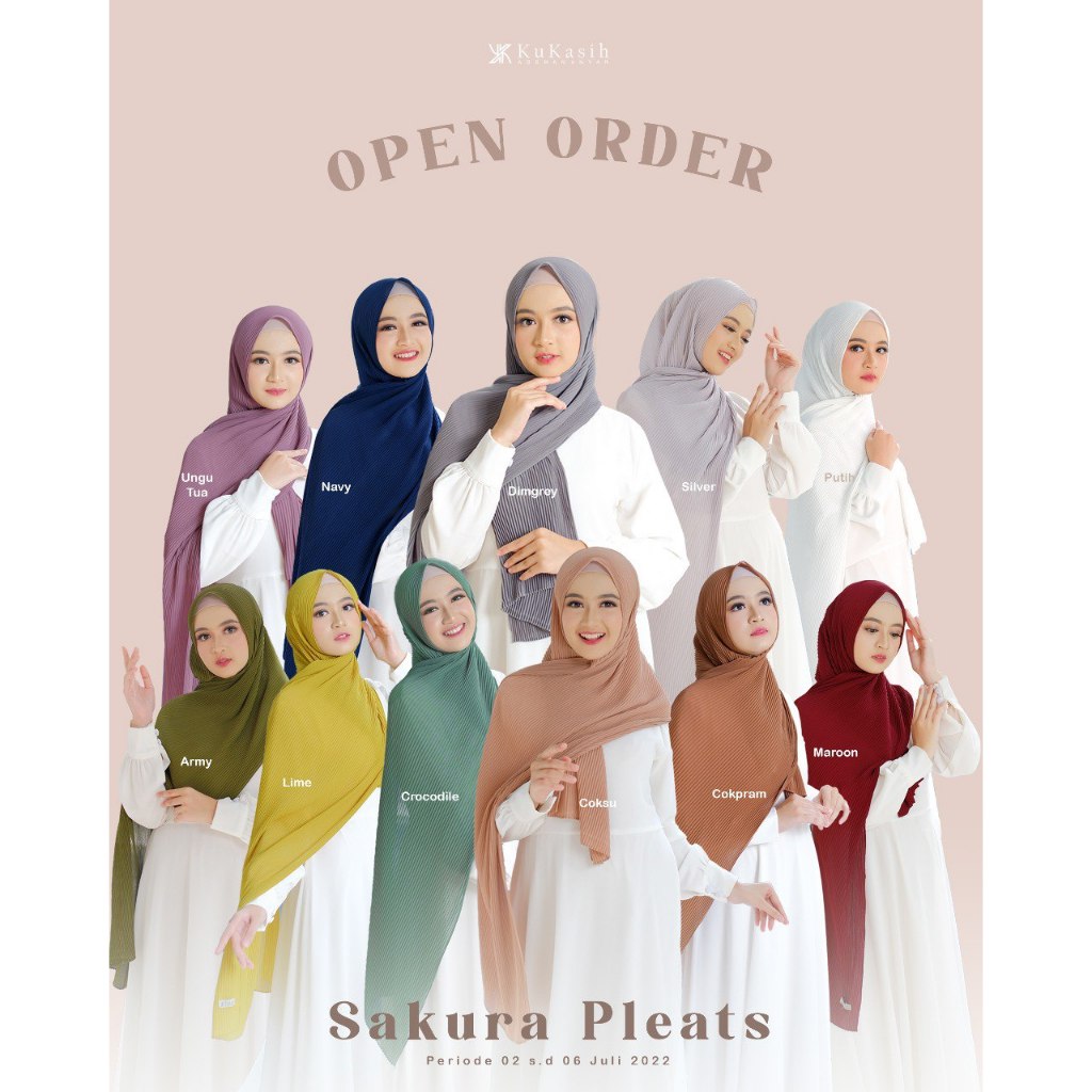 Pashmina / Hijab / Jilbab / Kerudung / Pashmina Plisket Sakura by Kukasih