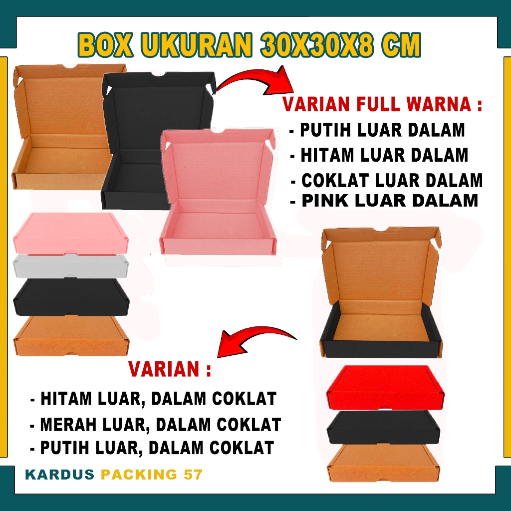 

(PAKET 5 PCS) Box 30x30x8 Cm / Lipat Samping