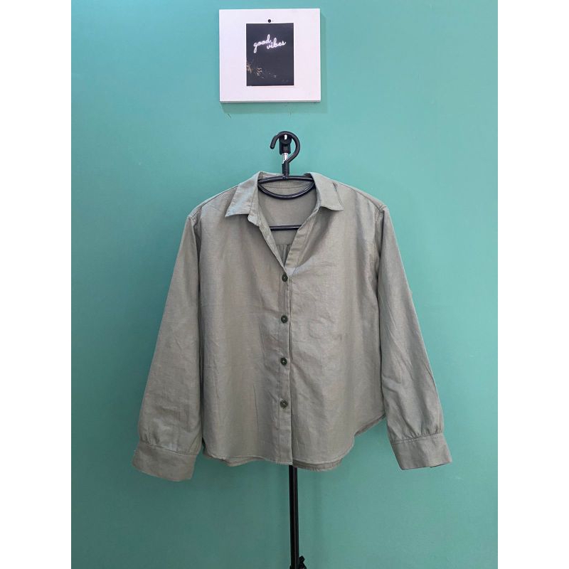 kemeja wanita warna sage/atasan wanita/kemeja tangan panjang
