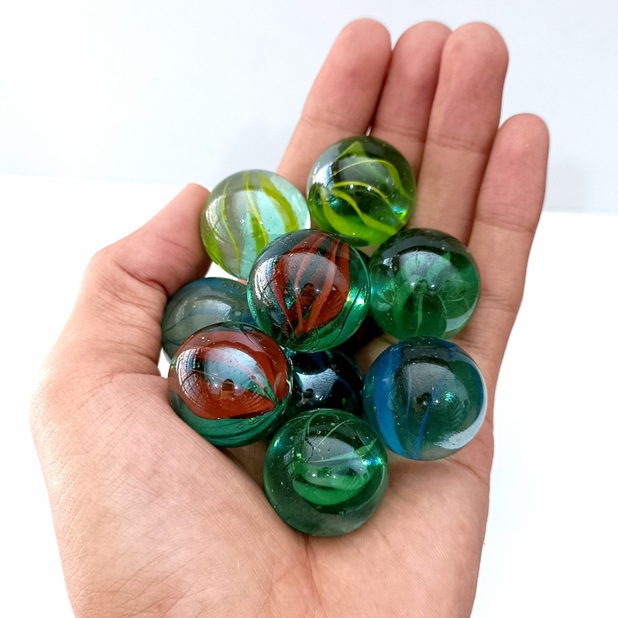 10 pcs Kelereng Mata Kucing Jumbo Gundu Guli Mainan Jadul 90an