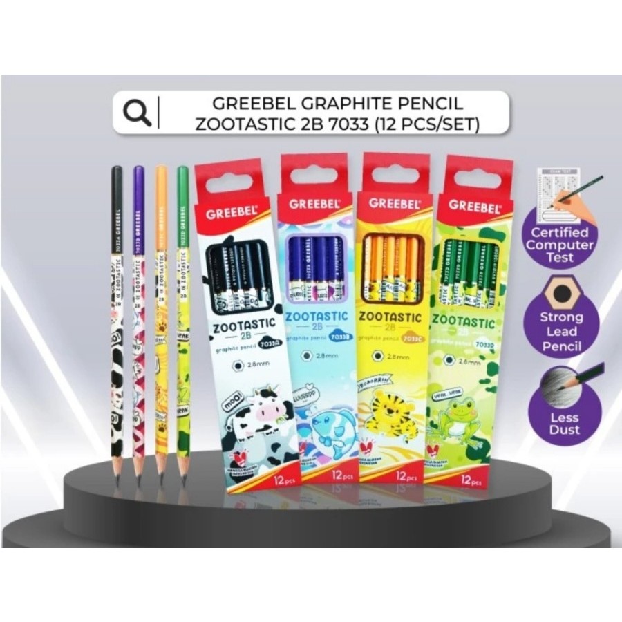 

(1 PACK) GREEBEL PENCIL 7033 2B ZOOTASTIC - PENSIL KAYU MOTIF KARAKTER HEWAN