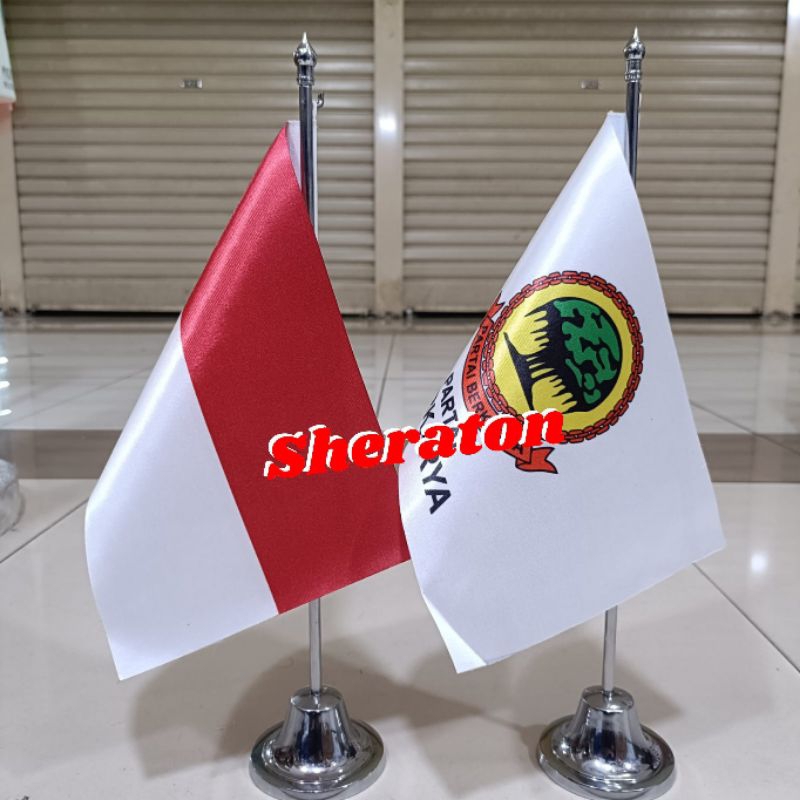 

Tiang stenlis meja+bendera partai BERKARYA+Indonesia