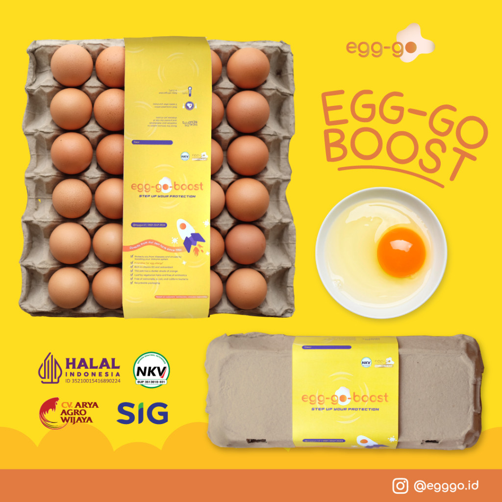 

EGG-GO BOOST | Telur Ayam Negeri Halal Premium Ramah Alergi | Fresh Berkualitas | Kuning Telur Oren