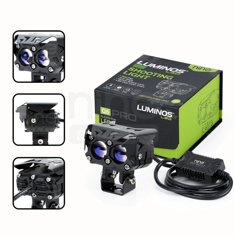 NINE LAMPU TEMBAK / SOROT 2 MATA Q6 DAN Q6 PRO 2 WARNA WHITE YELLOW DEVIL PURPLE WATERPROOF ORIGINAL