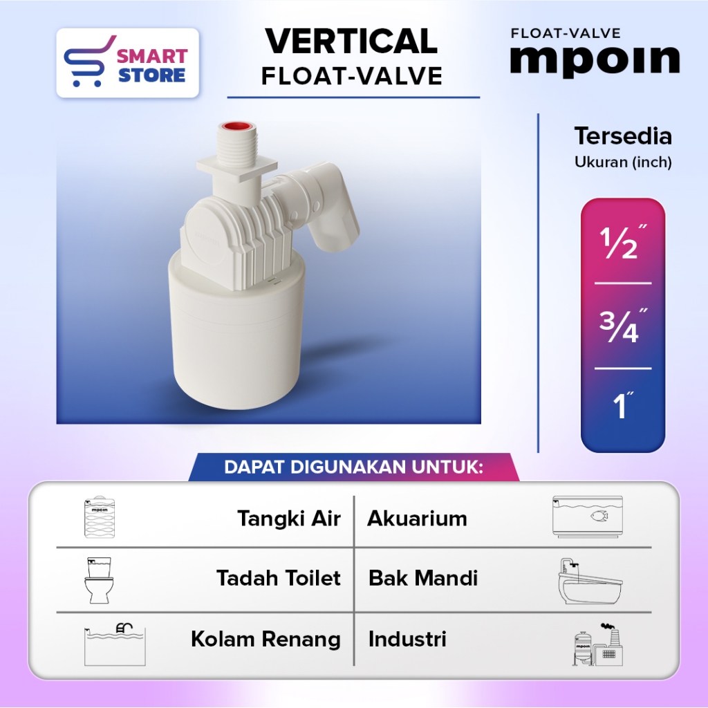 MPOIN FLOAT VALVE VERTIKAL/PELAMPUNG KRAN OTOMATIS PREMIUM