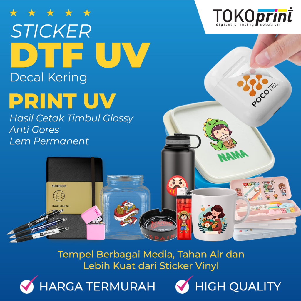 

PRINT UV DTF CETAK STICKER DECAL KERING TIMBUL