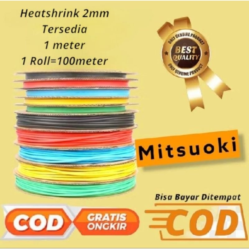 heatshrink 2mm/Isolasi Bakar Selang/Bakar Kabel bakar/1 roll