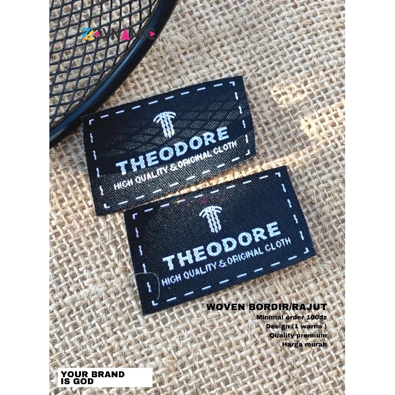label woven bordir rajut ukuran 2,5x4cm minimal pemesanan 100 lusin(1200 pcs) free hotcut/potong fre