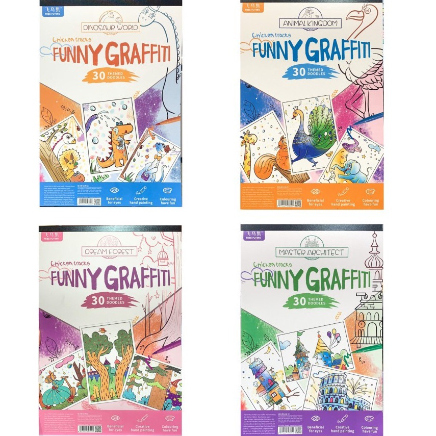 

Funny Graffiti 3 Themed Doodles Giant Coloring Book Big Size Drawing m S1Y4