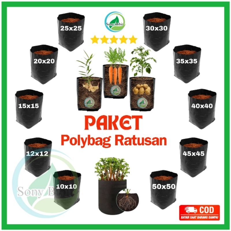 Paket Polybag Ratusan Ukuran Kecil Sedang Bahan Tebal & Kuat