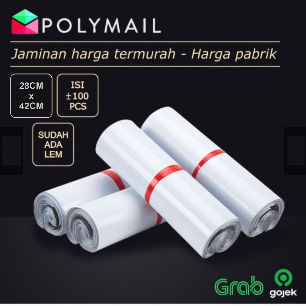 

POLYMAILER 1PCS 28x42CM PUTIH PREMIUM GLOSSY PLASTIK POLYMAILER WHITE i T6R3
