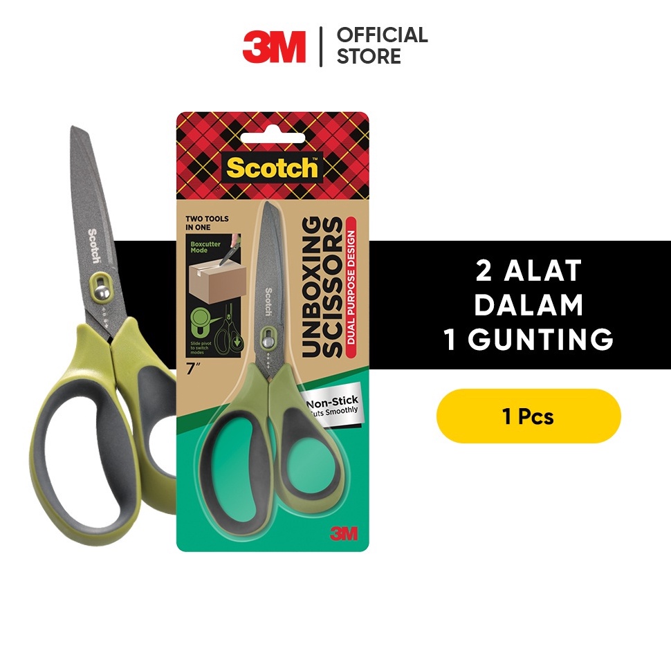 

3M Scotch Scissors Unboxing 2 Alat dalam 1 gunting 1 pc Hijau Untuk memotong berbagai kebutuhan o V8B8