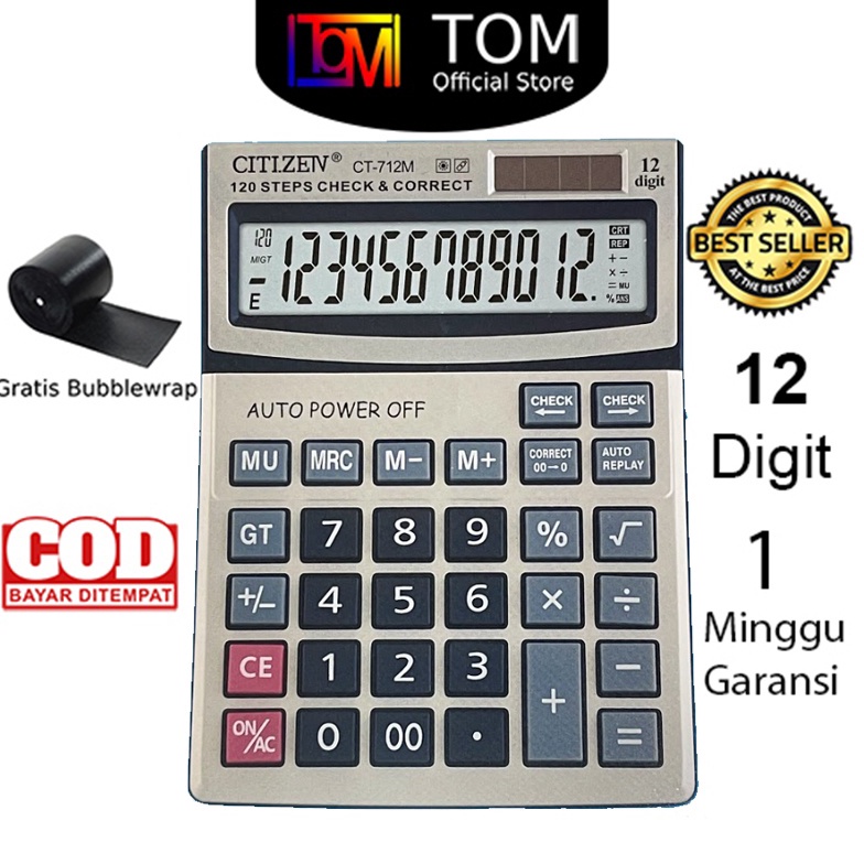 

Kalkulator CT712M 12 Digit Calculator Check Dual 2 Power p LL2