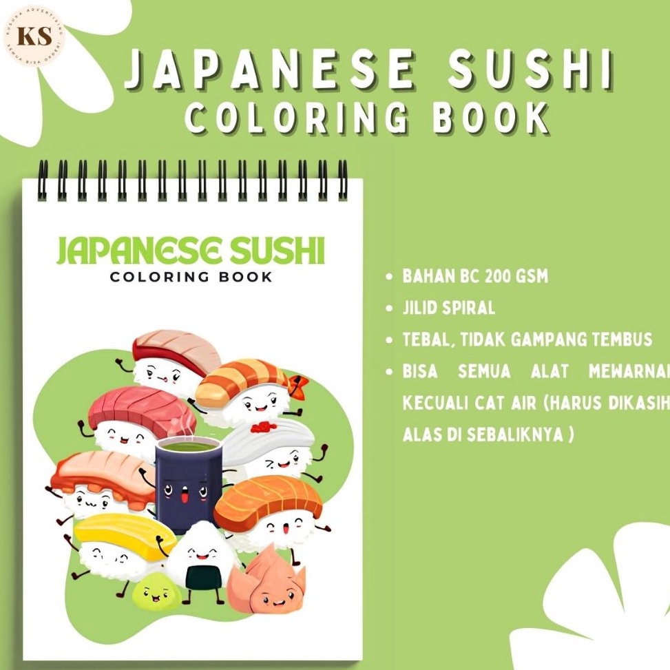 

JAPANESE SUSHI Coloring Book Relaxing Activity Tema Sushi Buku Mewarnai Remaja Dewasa Aesthetic Kertas Tebal o P3X6