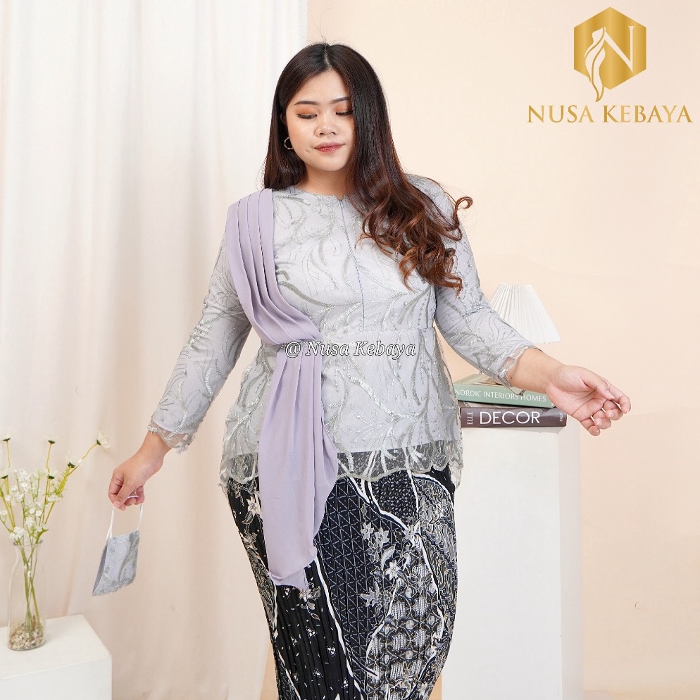 KODE N9W Atasan Kebaya 3L 4L 5L 6L Ukuran Jumbo LD 12 13 14 Cm Bahan Brukat Tile Modedl Terbaru Mix 