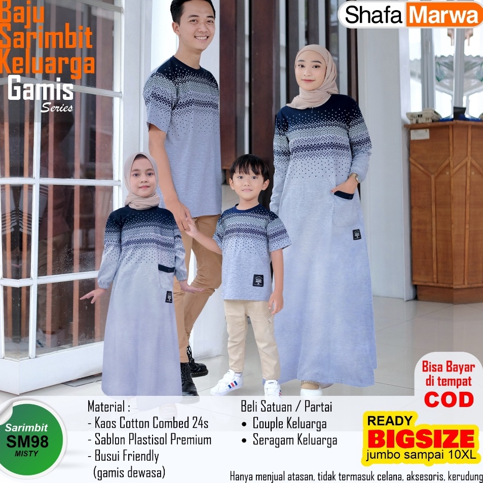 Shafamarwa Kaos Sarimbit keluarga Couple Family Dress Gamis Series Ayah Bunda Anak SM98 Misty Shafa 