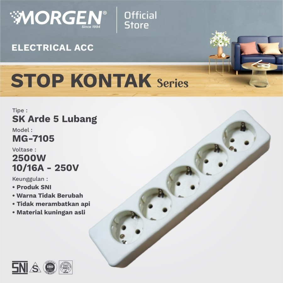 MORGEN STOP KONTAK 5 LUBANG ARDE MG-7105