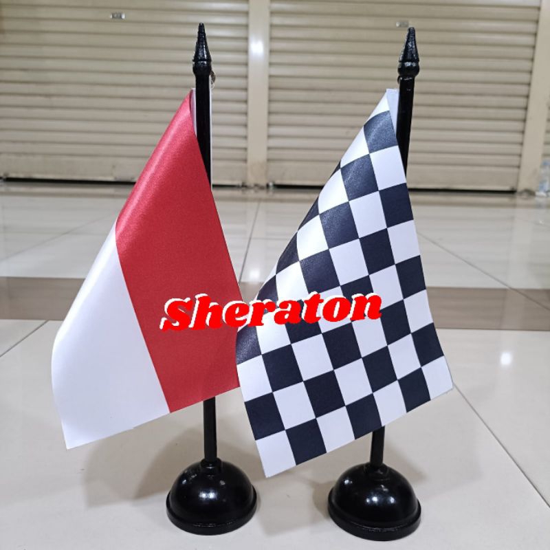 

tiang kayu meja+bendera start bendera finish bendera catur+bendera Indonesia