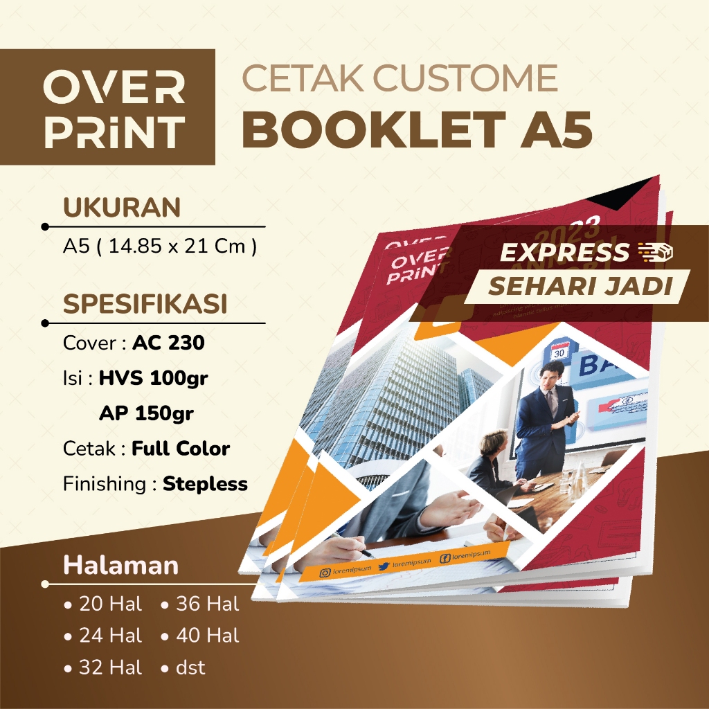 

CETAK COMPANY PROFILE, PANDUAN, ANNUAL REPORT, BUKU UKURAN A5 ( 14.85 x 21 Cm ) - SAMEDAY / INSTANT