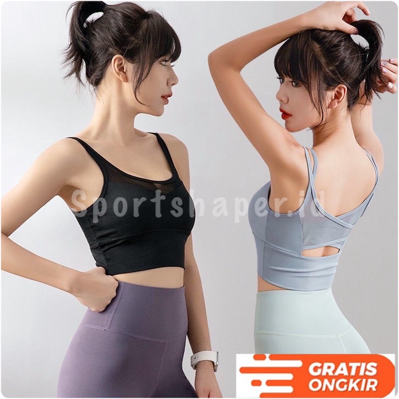 PROMO 88 Baju olahraga Sport Bra Wanita Model Push Up Seamless  YOGA GYM  FITNESS MTXWXJaring depan 