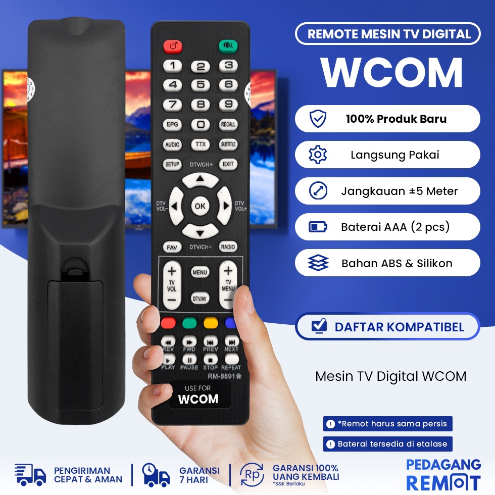 TERBATAS Remote Mesin TV Digital Tuner WCOM Tipe SPQ8991NDVB  Remot Mesin TV Tabung Digital DVBT2 WC